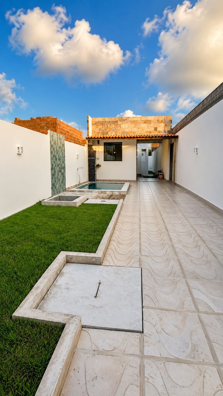 Área externa real da casa de 64 m²