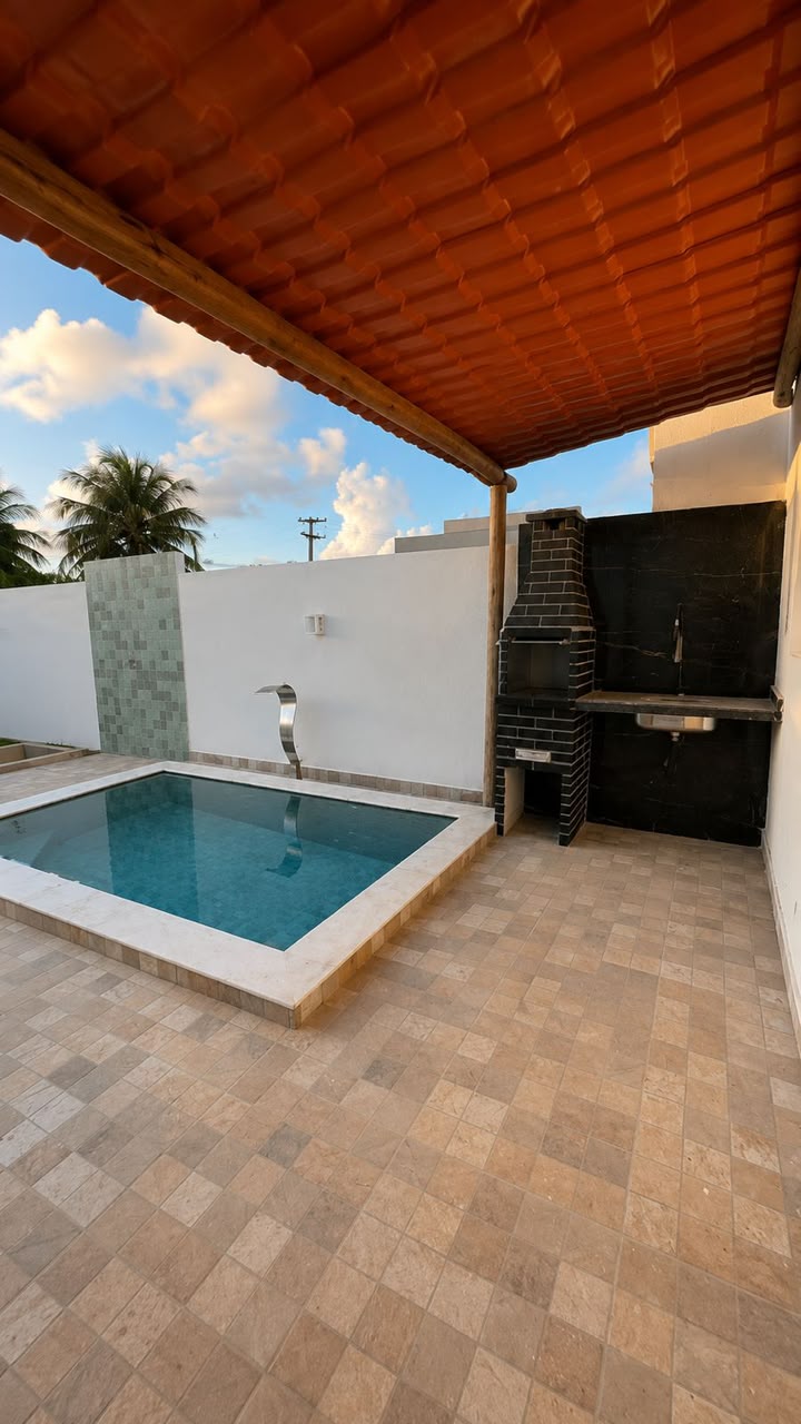 Piscina e área gourmet da casa pronta de 64 m² em Jacumã